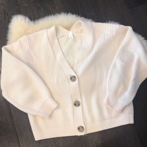 Drop shoulder button front cardigan